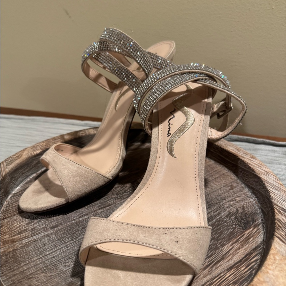 Nina Sparkling Beige Heels